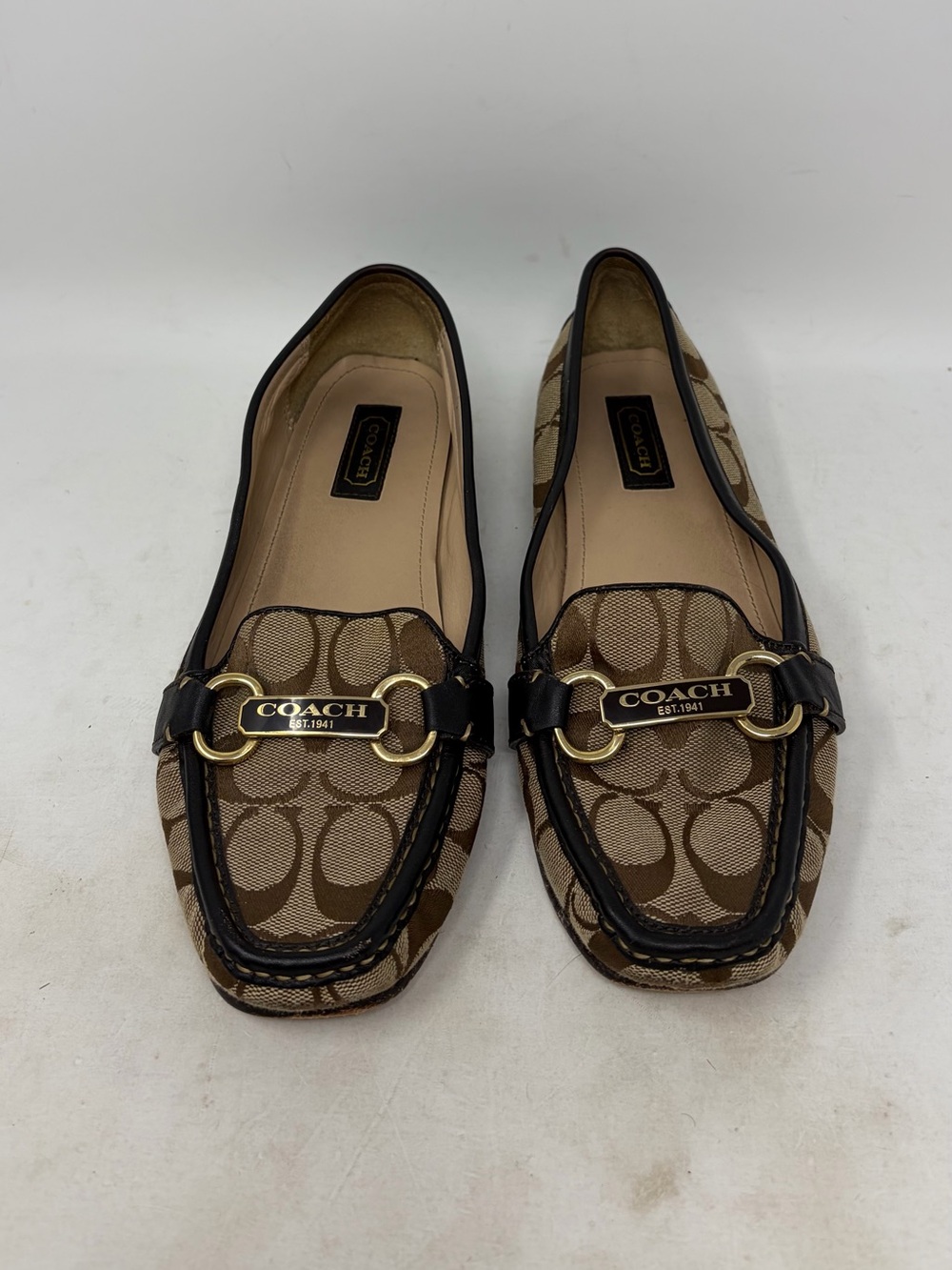 Coach Signature Monogram Canvas Loafer Size 9 B